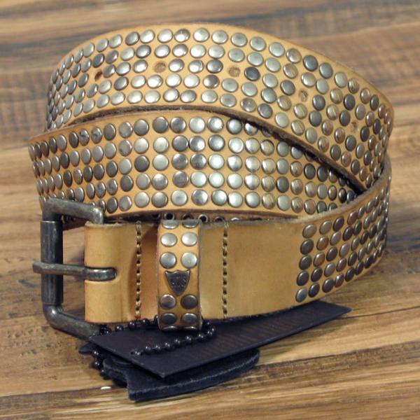 HTC エイチティーシー ベルト メンズ 5000 STUDS BELT スタッズ レザー ナチュラ...