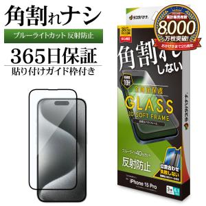 iPhone15 Pro ガラスフィルム 全面保護 ブルーライトカット アンチグレア 反射防止 角割れしない ガイド枠付き アイフォン  SY3957IP361P ラスタバナナ
