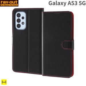 Galaxy A53 5G専用ray-out レイ アウト 手帳型ケース シンプル マグネット ブラック/レッド