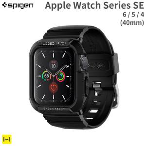apple watch se ケース バンド 一体型 Series 6 5 4 40mm アップルウォッチ ケース カバー Spigen シュピゲン Rugged Armor Pro