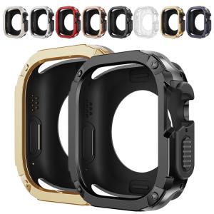 Apple Watch Ultra 2 ケース バンパー メタル調 金属風 プラスチック メッキ ハードケース 49mm かっこいい アップルウォッチ ウルトラ2 カバー｜keitaicase