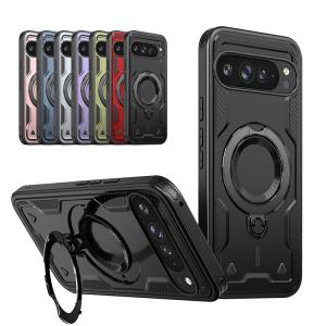 Pixel9a ケース 耐衝撃 カバー TPU+プラスチック Qi充電 ワイヤレス充電 対応 スタンド機能 リング付き 2重構造 Google グーグル ピクセル9a アンドロイド