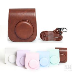 instax mini 13用 ケース カバー ショルダーストラップ付き PUレザー レディース 肩掛け カメラバッグ カメラケース