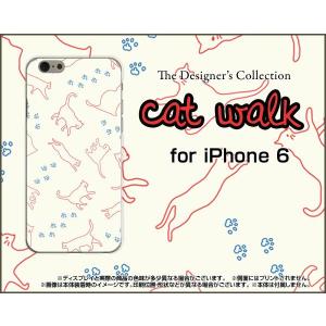iPhone6sPlus対応 iPhone6Plus アイフォン6プラス Apple スマホ ケース/カバー キャットウォーク（ベージュ） ねこ 猫柄 キャット レッド 白｜keitaidonya