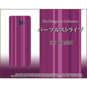 BASIO4 KYV47 ベイシオフォー スマホ ケース/カバー 液晶保護フィルム付 パープルストライプ 紫色 むらさきいろ シンプル｜keitaidonya