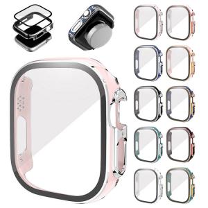 Apple Watch Ultra 2/1 ケース カバー 49mm メッキ 強化ガラス（ガラスフィルム）付き 全面保護 液晶保護ケース アップルウォッチ ウルトラ2/1｜keitaiichiba