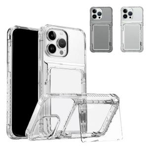 iPhone15 ケース 耐衝撃 カバー カード収納付き TPU+プラスチックスタンド機能 透明 シンプル 一体型 iPhone 15 Plus/15 Pro/15 Pro Max｜keitaiichiba