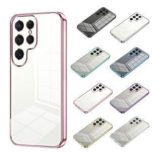 Galaxy S25 ケース S25+/S25 Ultra カバー   クリア 背面透明 メッキ TPU ソフトケース ストラップ穴 シンプル 可愛い お洒落 Samsung