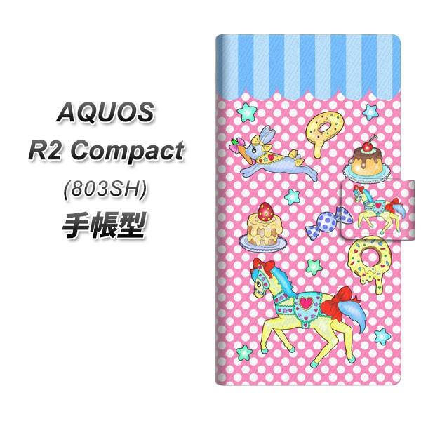 softbank アクオスR2 コンパクト 803SH 手帳型 スマホケース AG827 メリーゴー...