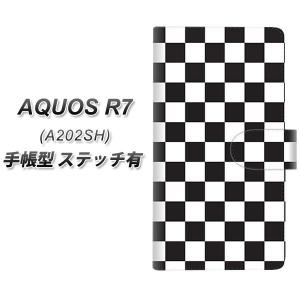 SoftBank AQUOS R7 A202SH 手帳型スマホケース 【ステッチタイプ】 151 フラッグチェック 横開き｜keitaijiman