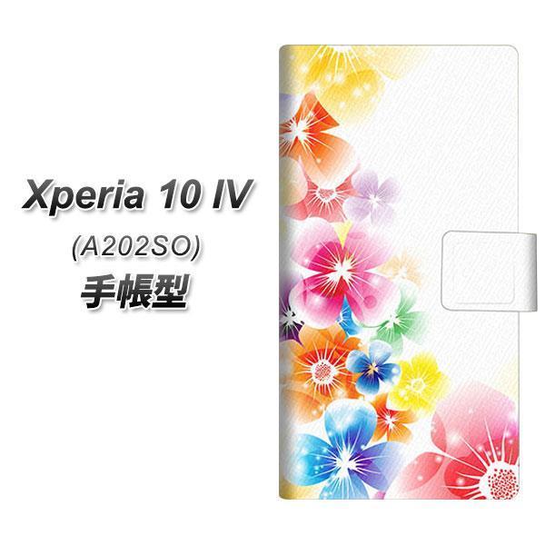 SoftBank Xperia 10 IV A202SO 手帳型スマホケース 1209 光と花 横開...