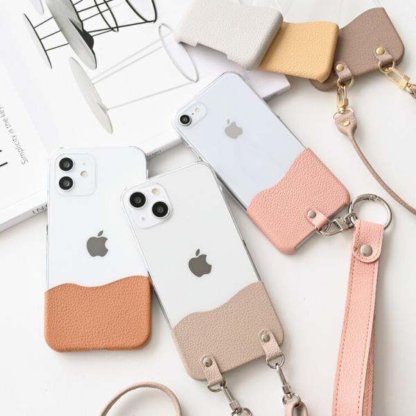 スマホケース 全機種対応 スマホショルダー ストラップ付き ちょいまる シュリンクレザー クリア 姫...