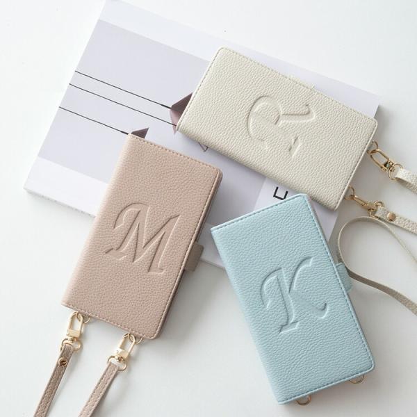 全機種対応 スマホケース 縦向き 手帳型 長さ調整可能ストラップ付き Simple -グレイス- イ...