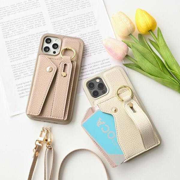 多機種対応 スマホケース カラー リアケース 付け替え ベルト付き スマホケース スマホショルダー対...