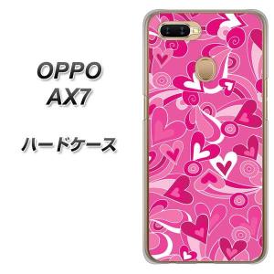 SIMフリー オッポ AX7 ハードケース カバー 383 ピンクのハート 素材クリア UV印刷｜keitaijiman
