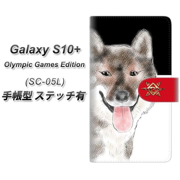 docomo ギャラクシーS10プラス SC-05L 手帳型 【ステッチタイプ】 YD990 四国犬...