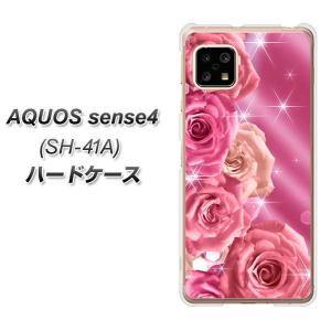 docomo アクオス センス4 SH-41A ハードケース カバー 1182 ピンクのバラに誘われて 素材クリア UV印刷
