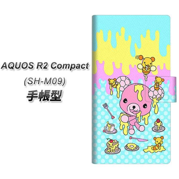 simフリー アクオスR2 コンパクト SH-M09 手帳型 スマホケース AG821 ハニベア(水...