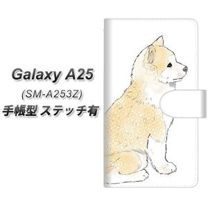 ギャラクシーA25 5G SM-A253Z 手帳型 スマホケース 【ステッチタイプ】 YD987 秋田犬02 UV印刷 横開き