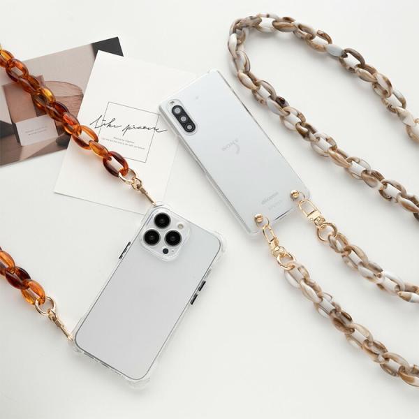 全機種対応 スマホケース スマホショルダー マーブルチェーン 003 クリアケース ソフトケース ハ...