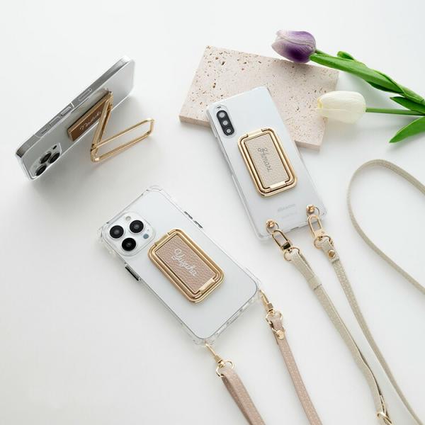 全機種対応 スマホショルダー スマホ 多機能リング クリアケース・ストラップ付 名入れ Simple...
