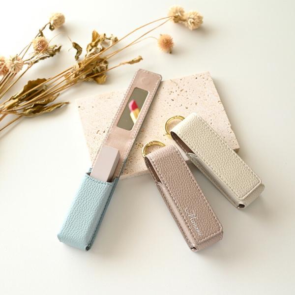 リップケース ミラー付き 1本収納 simple - クラシック - 鏡付き 化粧直し 口紅 ケース...