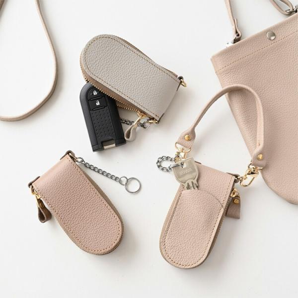 スマートキーケース ストラップ付き シュリンクレザー 姫路レザー 本革 くすみカラー キーケース ナ...