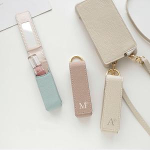 リップケース ミラー付き 1本収納 simple 名入れ 口紅ケース 鏡付き