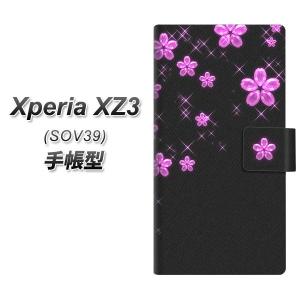 au エクスペリアXZ3 SOV39 手帳型 スマホケース 019 桜クリスタル 横開き｜keitaijiman