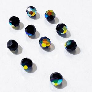 【在庫大特価】高品質ガラスカットビーズ ダイヤ型 4mm ジェットAB 10個入り【KN】 クリスタルガラス アクセサリー ビーズ手芸｜keitogura