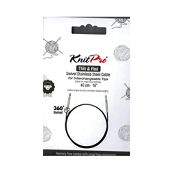 ニットプロ 付け替え輪針 回転式 Thin&amp;Flex ケーブル 40cm用 10591 【KN】ブラ...