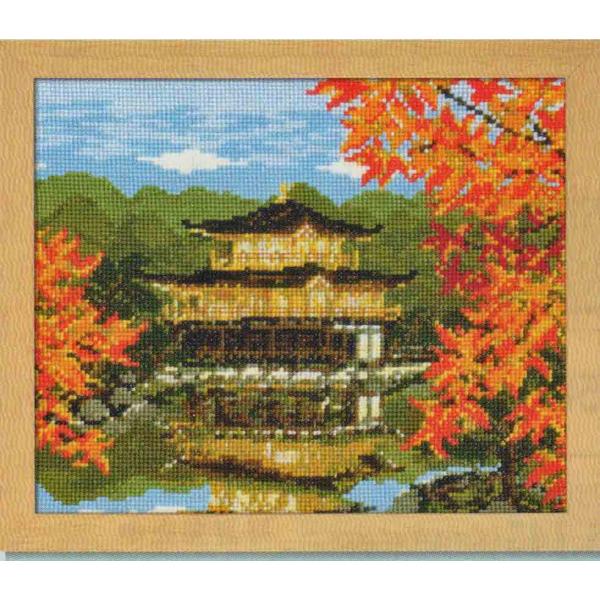 刺しゅうキット 秋の金閣寺 7416 オリムパス 【KY】 クロスステッチで描く四季を彩る日本の名所