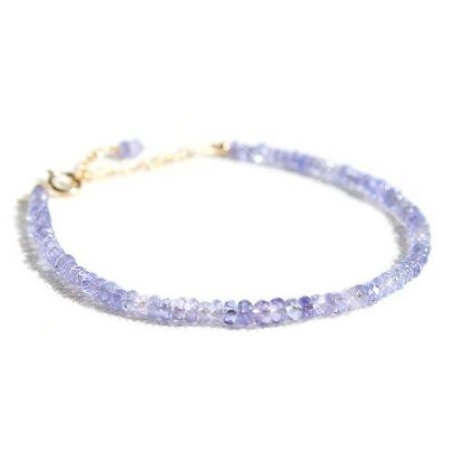 KEIUNDO タンザナイト ボタンカット 14KGF ブレスレット レディース 高級ケース付