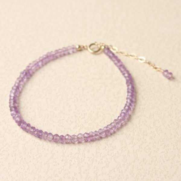 KEIUNDO アメジスト ボタンカット 14KGF ブレスレット be34 レディース 高級ケース...