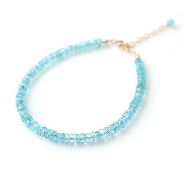 KEIUNDO ブルー アパタイト ボタンカット 14KGF ブレスレット 高級ケース付 レディース