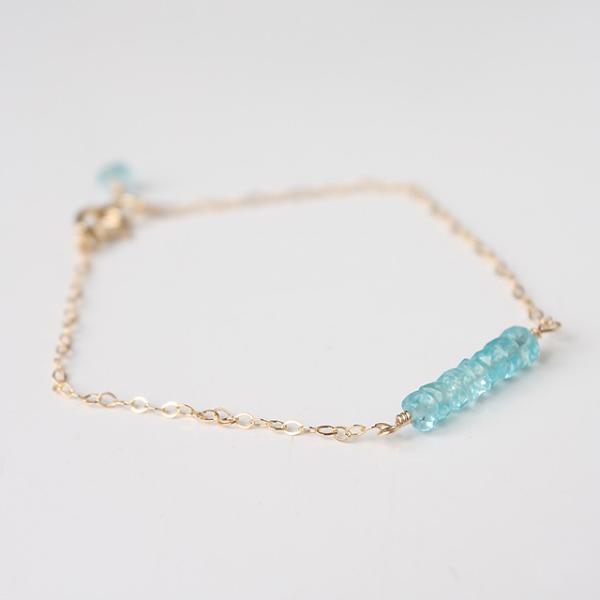 KEIUNDO　ブルーアパタイトボタンカット14KGFブレスレットkei63