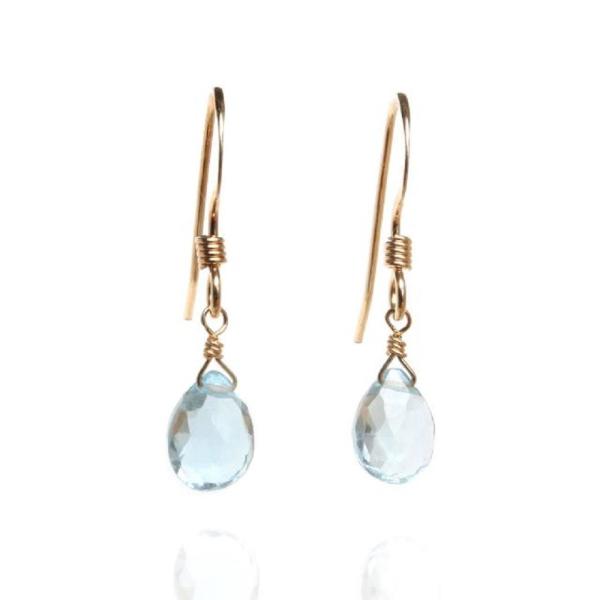 KEIUNDO ブルートパーズ ペアシェイプカット 14KGF ピアス レディース 天然石 専用ケー...