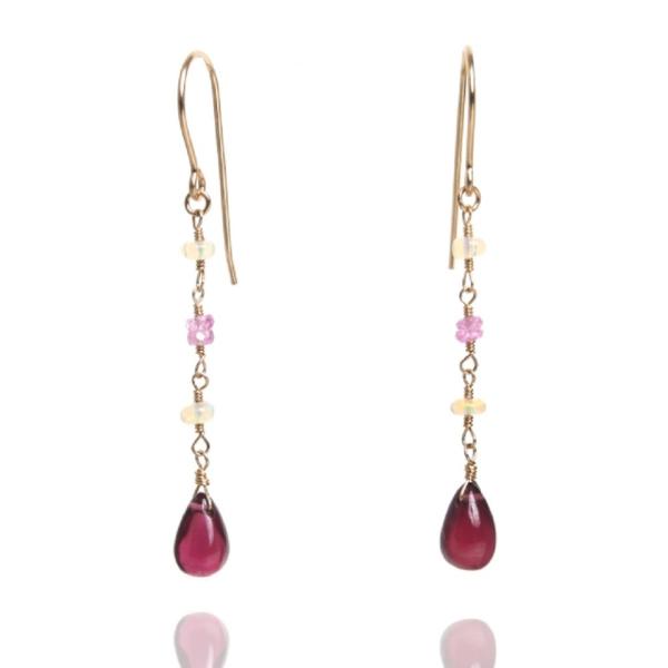 KEIUNDO ロードライト ガーネット パール サファイア 14KGF ピアス レディース 専用高...