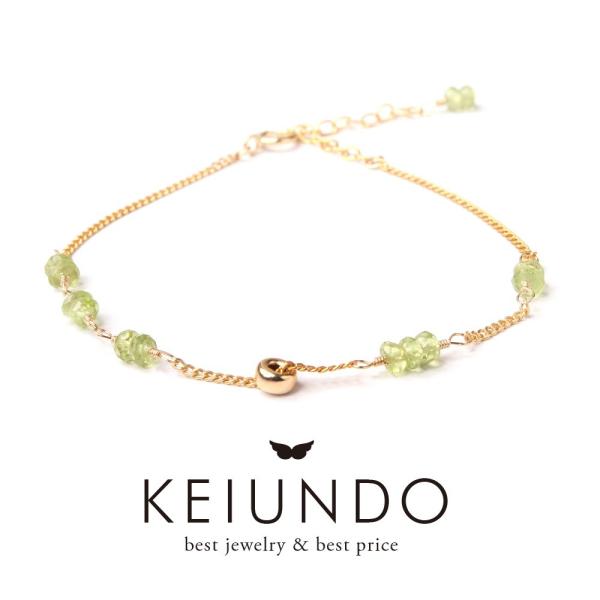 KEIUNDO 03 ペリドット 8月 誕生石 14KGF 天然石 ブレスレット 専用ケース付 ラッ...