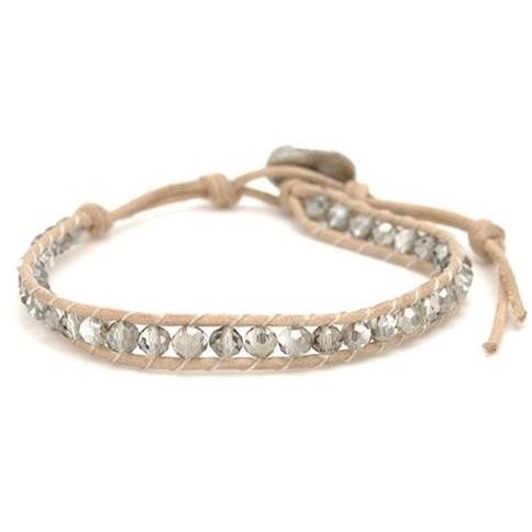 KEIUNDO レザー 1連 ラップ ブレスレット クリスタル レディース メンズ