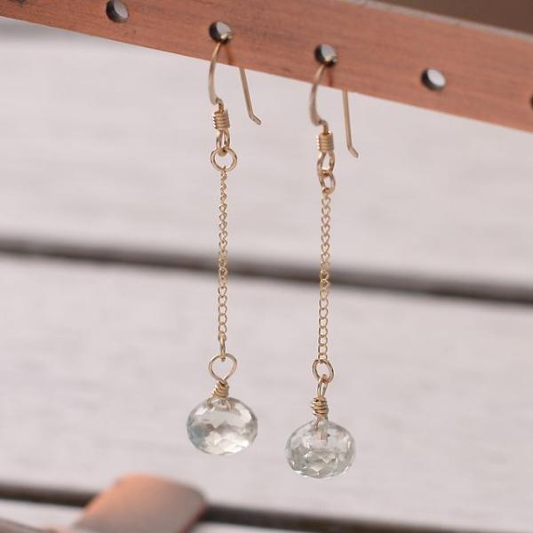 KEIUNDO グリーン アメジスト 14KGF ピアス レディース 天然石 高級ケース付