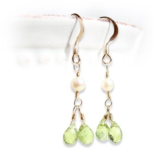 KEIUNDO ペリドット 上質 14KGF ピアス レディース 天然石 高級ケース付