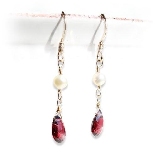 KEIUNDO ガーネット 上質 14KGF ピアス レディース 天然石 高級ケース付