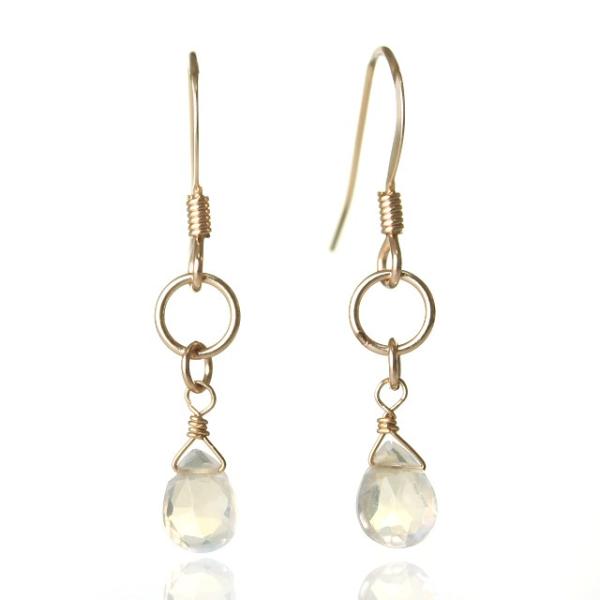 KEIUNDO セイロン ムーンストーン 14KGF ピアス レディース 天然石 高級ケース付