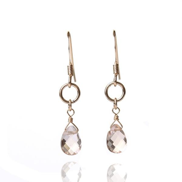 KEIUNDO ブラウン トパーズ 14KGF ピアス 高級ケース付