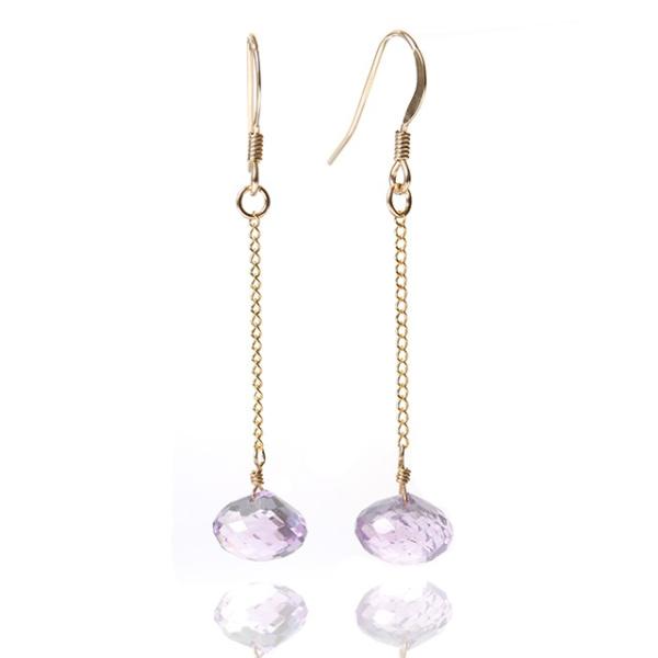 KEIUNDO ピンク アメジスト オニオンカット 14KGF ピアス レディース 天然石 高級ケー...