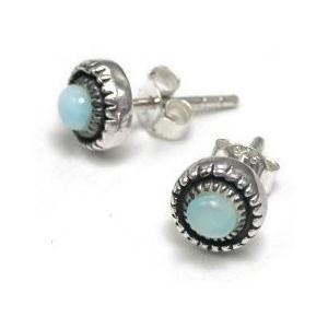 KEIUNDO ラリマー シルバー ピアス ドミニカの太陽 -2-