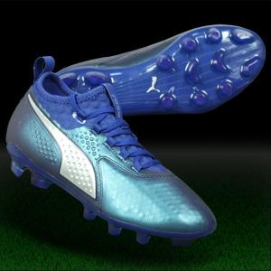 プーマ ワン 2 レザー HG　ソリデイトブルー×プーマシルバー　【PUMA|プーマ】サッカースパイク104742-02｜kemari87