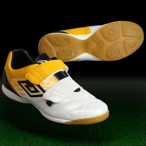 アクセレイター BL JR WIDE IN　ホワイト×Oイエロー　【UMBRO|アンブロ】サッカージュニアトレーニングシューズuts5607jwy｜kemari87