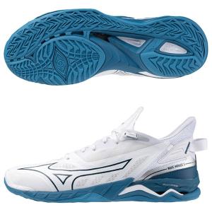 ウエーブ ミラージュ 5　ホワイト×ブルー　【MIZUNO|ミズノ】ハンドボールシューズx1ga235021｜Kemari87 Y!ショッピング店